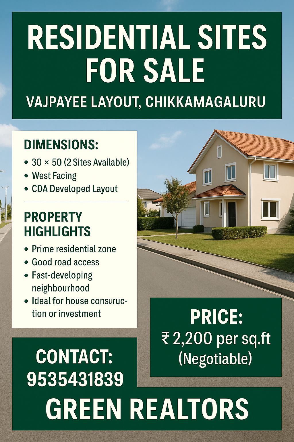 *property id 5218*  🏡 *Residential Sites for Sale – Vajpayee Layout, Chikkamagaluru*